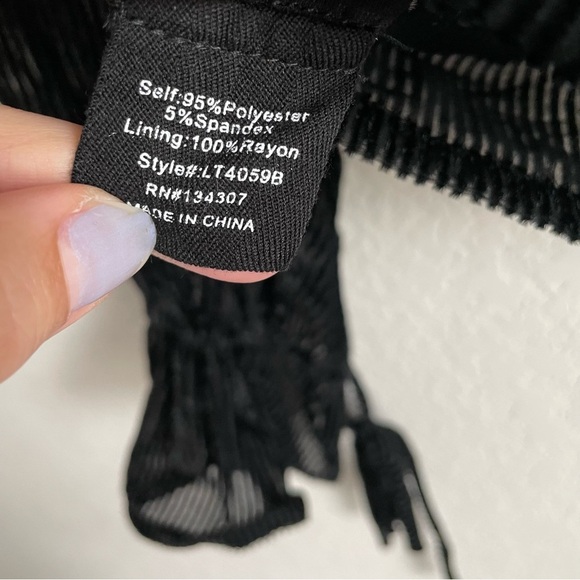 Line and Dot Blouse Womens Medium Michelle Velvet Striped Romantic Sheer Top - Picture 4 of 8